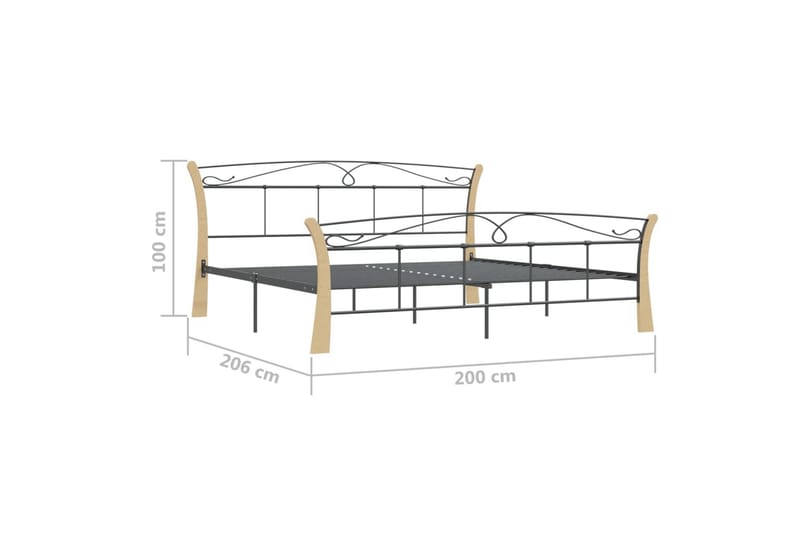 Sengeramme svart metall 200x200 cm - Svart - Møbler - Senger - Sengeramme & sengestamme