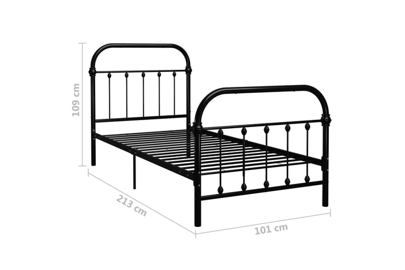 Sengeramme svart metall 90x200 cm - Svart - Møbler - Senger - Sengeramme & sengestamme