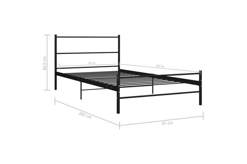 Sengeramme svart metall 90x200 cm - Møbler - Senger - Sengeramme & sengestamme