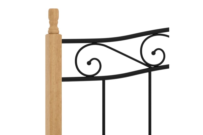 Sengeramme svart metall og heltre eik 140x200 cm - Svart - Møbler - Senger - Sengeramme & sengestamme