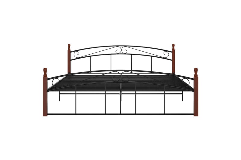 Sengeramme svart metall og heltre eik 180x200 cm - Svart - Møbler - Senger - Sengeramme & sengestamme