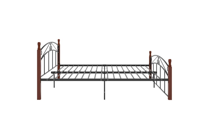 Sengeramme svart metall og heltre eik 180x200 cm - Svart - Møbler - Senger - Sengeramme & sengestamme