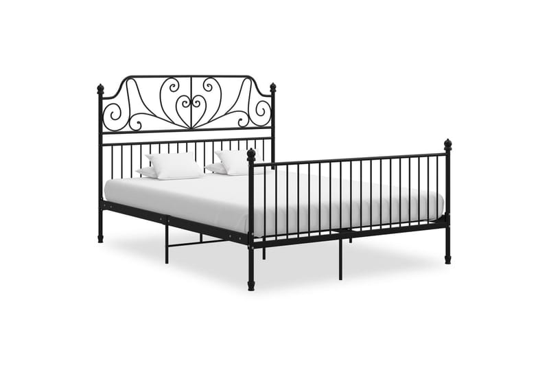 Sengeramme svart metall og kryssfiner 140x200 cm - Svart - Møbler - Senger - Sengeramme & sengestamme