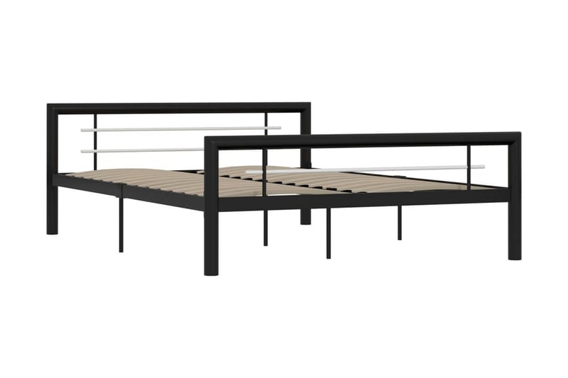 Sengeramme svart og hvit metall 140x200 cm - Svart - Møbler - Senger - Sengeramme & sengestamme