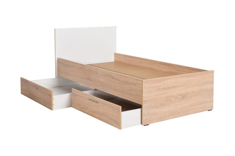 Single Bedstead Eik-Sonoma|Hvit - Natur/Hvit - Møbler - Senger - Sengeramme & sengestamme
