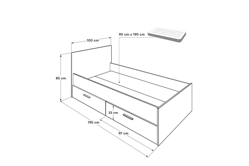 Single Bedstead Eik-Sonoma|Hvit - Natur/Hvit - Møbler - Senger - Sengeramme & sengestamme