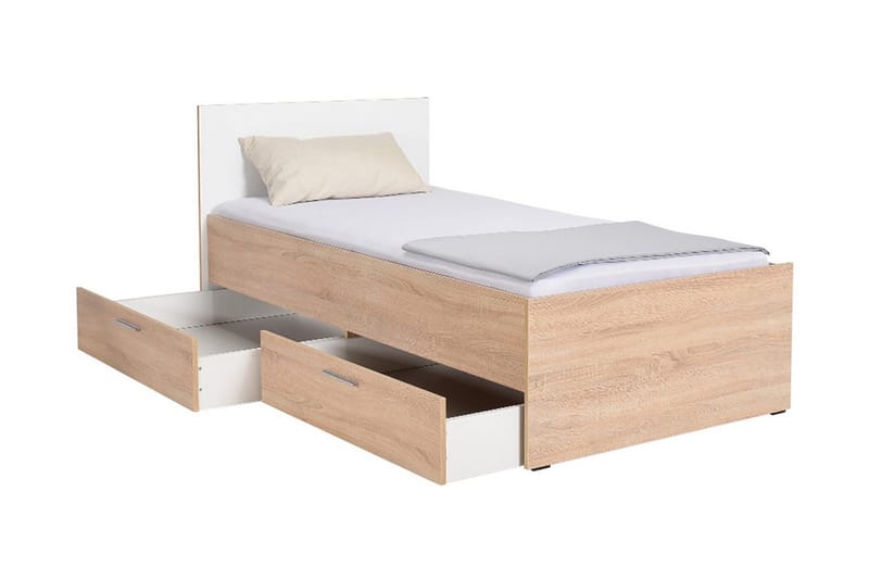 Single Bedstead Eik-Sonoma|Hvit - Natur/Hvit - Møbler - Senger - Sengeramme & sengestamme