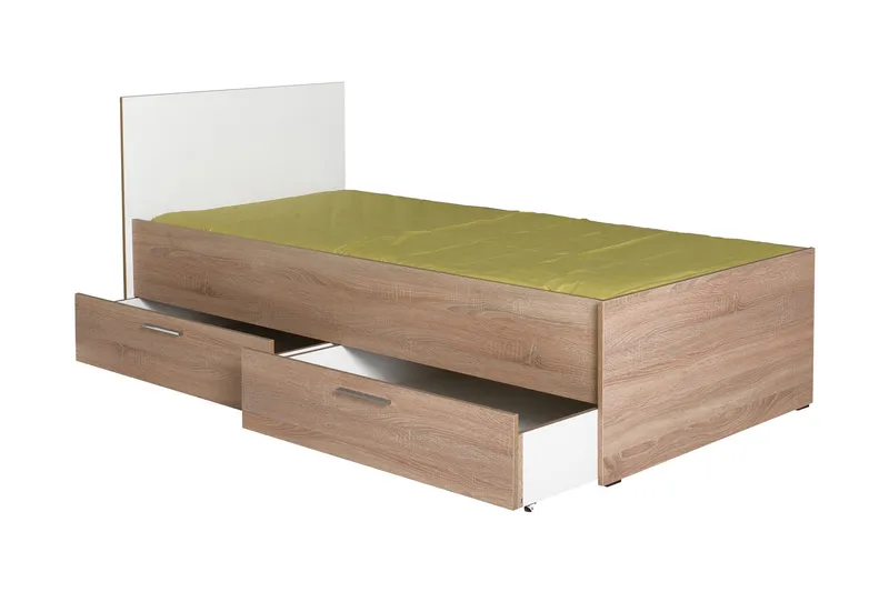 Single Bedstead Eik-Sonoma|Hvit - Natur/Hvit - Møbler - Senger - Sengeramme & sengestamme