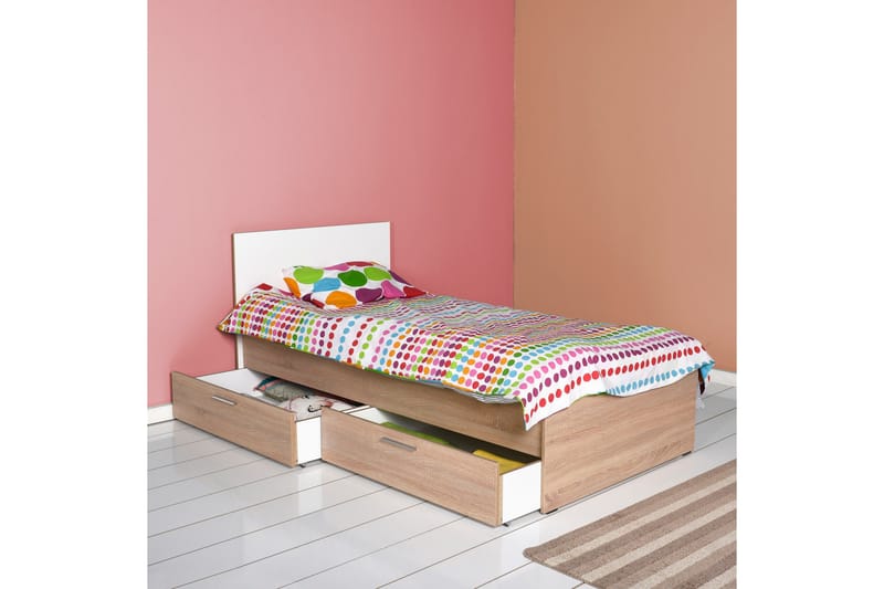 Single Bedstead Eik-Sonoma|Hvit - Natur/Hvit - Møbler - Senger - Sengeramme & sengestamme