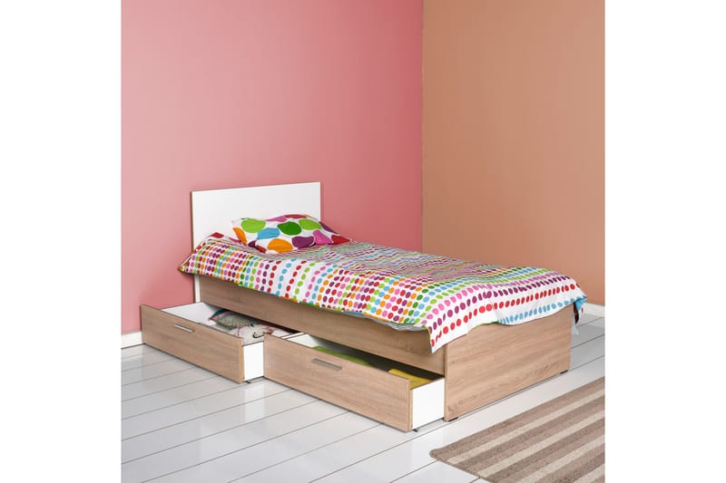 Single Bedstead Eik-Sonoma|Hvit - Møbler - Senger - Sengeramme & sengestamme