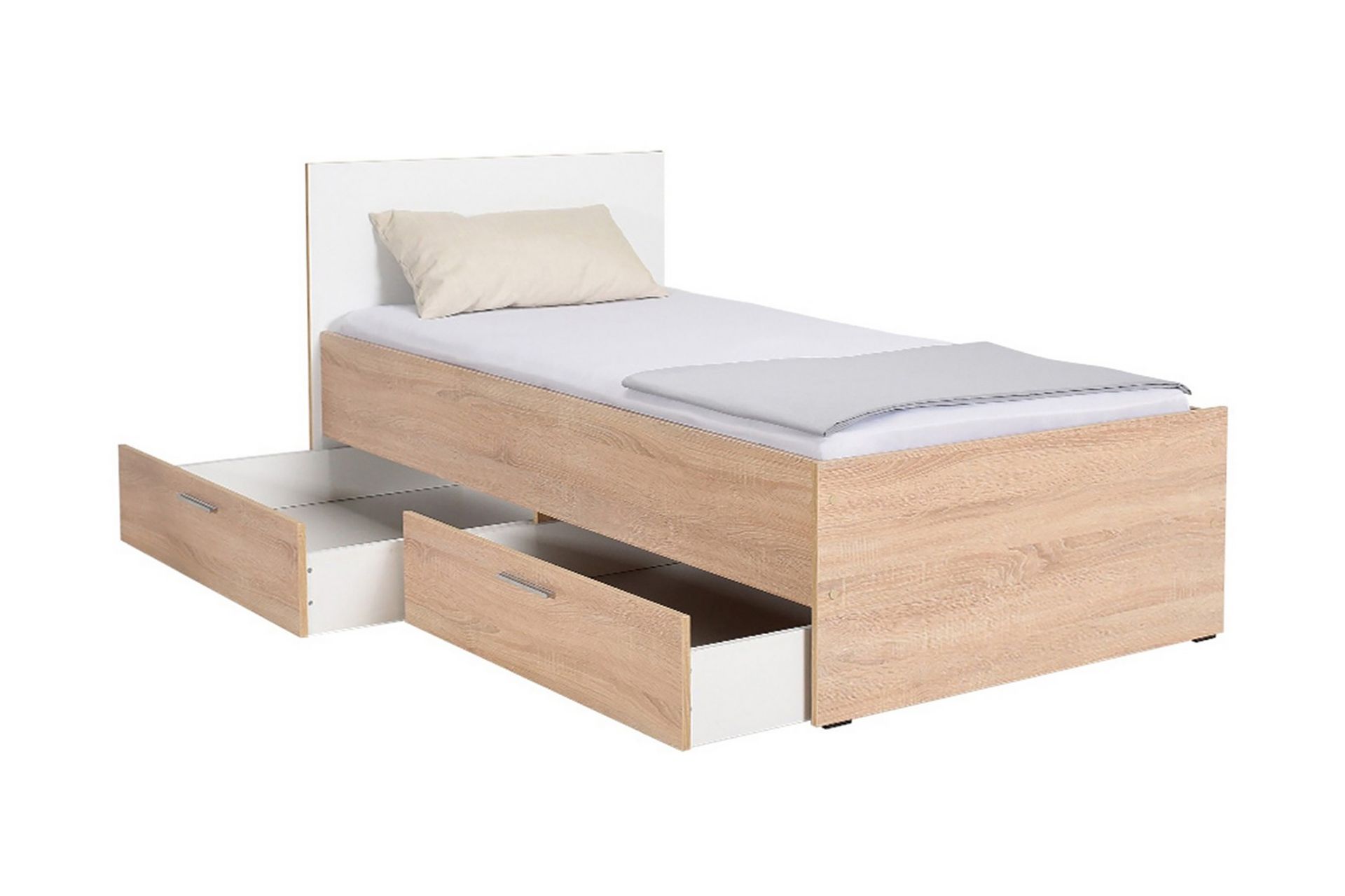Single Bedstead Eik-Sonoma|Hvit - Møbler - Senger - Sengeramme & sengestamme