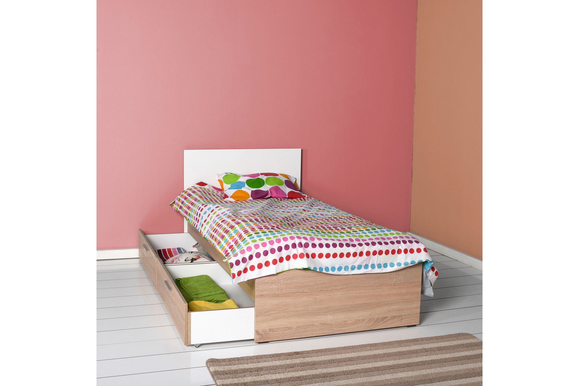 Single Bedstead Eik-Sonoma|Hvit - Møbler - Senger - Sengeramme & sengestamme