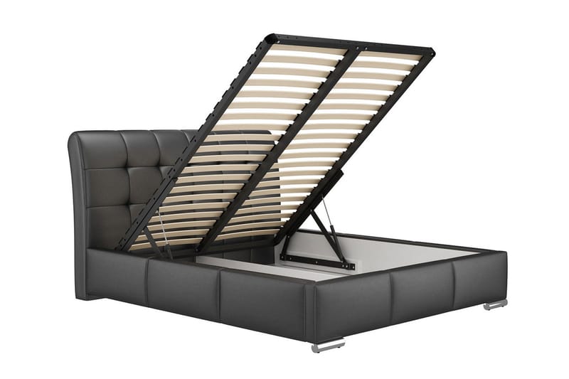 Stavanger Seng med Oppbevaring 180x200 - Svart - Møbler - Senger - Sengeramme & sengestamme