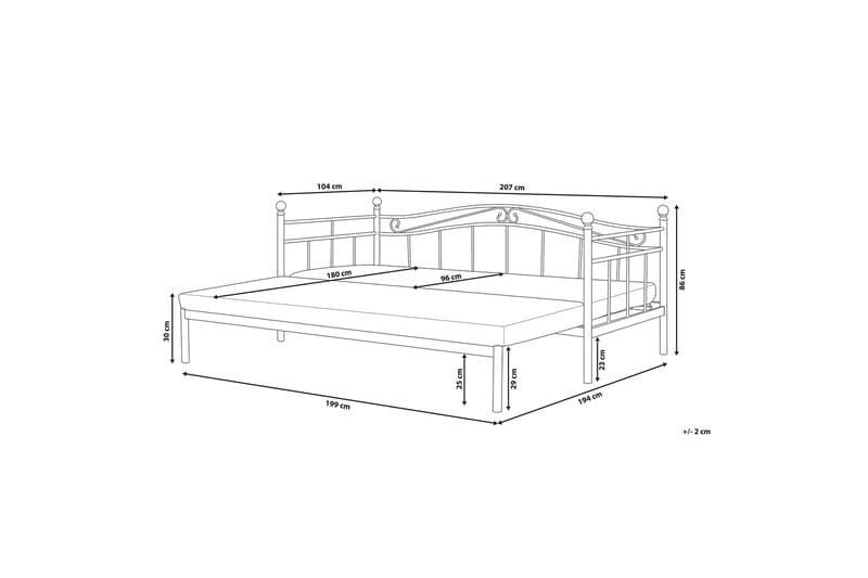 Tulle Dobbeltseng 90-180 | 200 cm - Svart - Møbler - Senger - Sengeramme & sengestamme