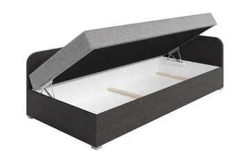 Unona Sengeramme 90x200 cm i Stoff med Oppbevaring + Madrass - Grå|Svart - Møbler - Senger - Sengeramme & sengestamme