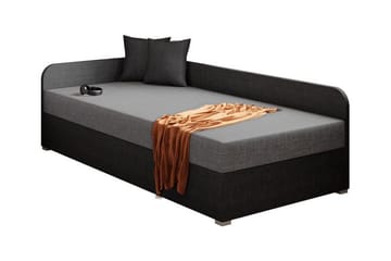 Unona Sengeramme 90x200 cm i Stoff med Oppbevaring + Madrass - Mellomgrå - Møbler - Senger - Sengeramme & sengestamme