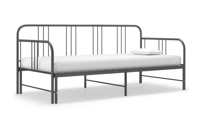 Uttrekkbar ramme til sovesofa grå metall 90x200 cm - Grå - Møbler - Senger - Sengeramme & sengestamme
