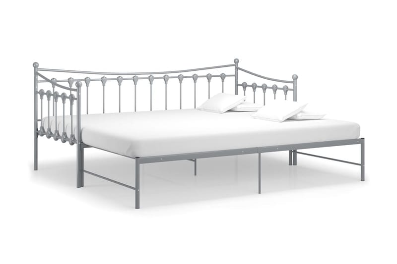 Uttrekkbar ramme til sovesofa grå metall 90x200 cm - Grå - Møbler - Senger - Sengeramme & sengestamme