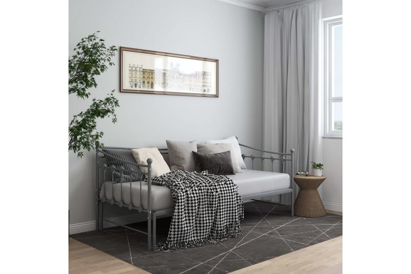 Uttrekkbar ramme til sovesofa grå metall 90x200 cm - Grå - Sengeramme & sengestamme
