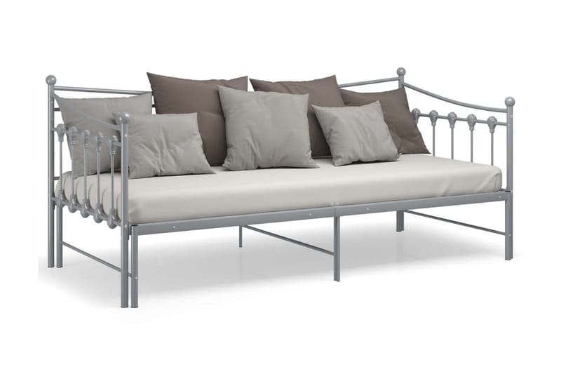 Uttrekkbar ramme til sovesofa grå metall 90x200 cm - Grå - Møbler - Senger - Sengeramme & sengestamme
