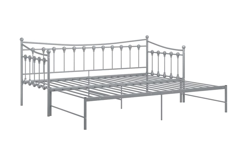 Uttrekkbar ramme til sovesofa grå metall 90x200 cm - Grå - Møbler - Senger - Sengeramme & sengestamme
