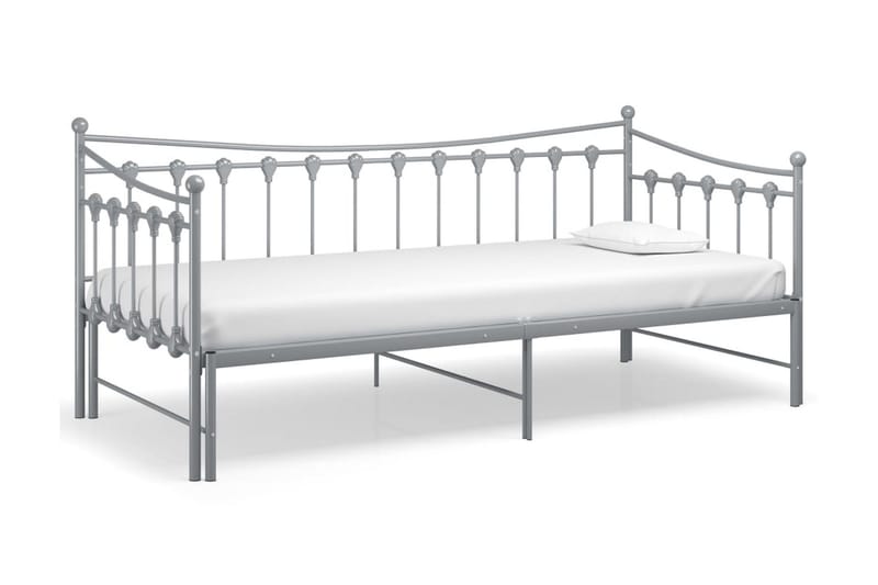 Uttrekkbar ramme til sovesofa grå metall 90x200 cm - Grå - Møbler - Senger - Sengeramme & sengestamme