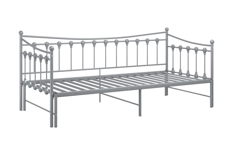 Uttrekkbar ramme til sovesofa grå metall 90x200 cm - Grå - Møbler - Senger - Sengeramme & sengestamme
