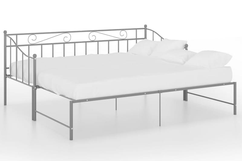 Uttrekkbar ramme til sovesofa grå metall 90x200 cm - Grå - Møbler - Senger - Sengeramme & sengestamme