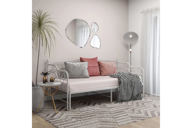 Uttrekkbar ramme til sovesofa hvit metall 90x200 cm - Hvit - Møbler - Senger - Sengeramme & sengestamme