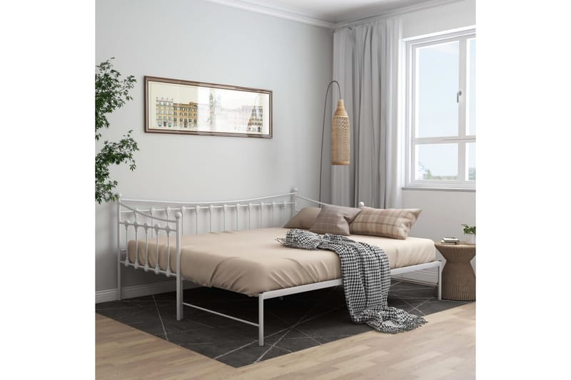 Uttrekkbar ramme til sovesofa hvit metall 90x200 cm - Hvit - Møbler - Senger - Sengeramme & sengestamme