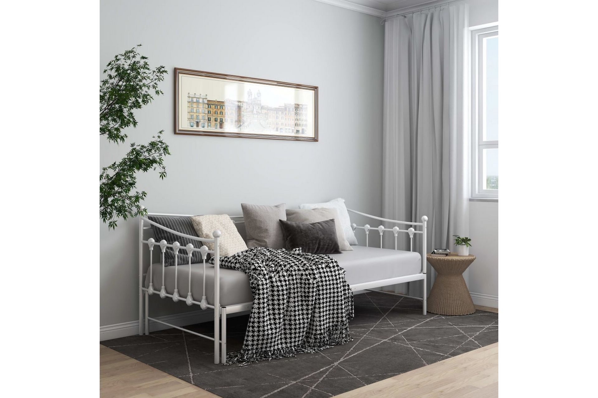 Uttrekkbar ramme til sovesofa hvit metall 90x200 cm - Hvit - Møbler - Senger - Sengeramme & sengestamme