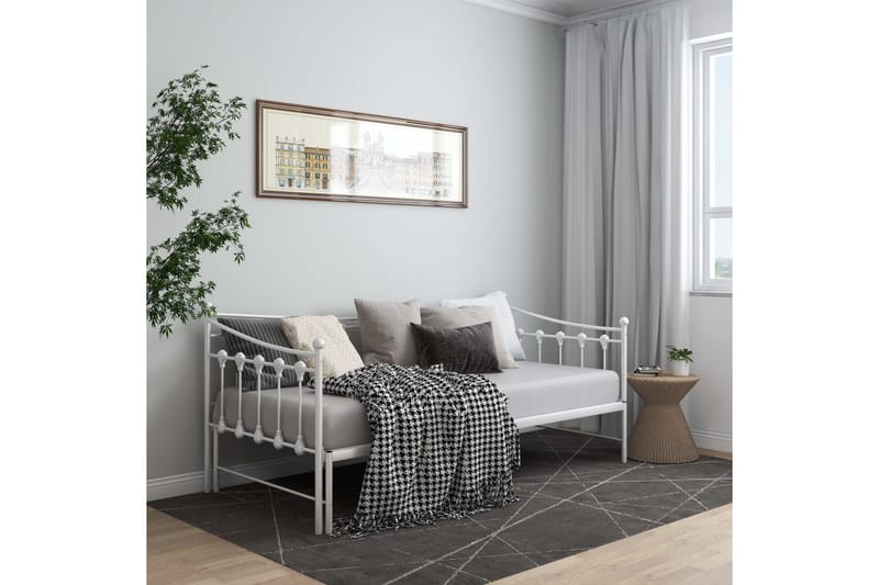 Uttrekkbar ramme til sovesofa hvit metall 90x200 cm - Hvit - Møbler - Senger - Sengeramme & sengestamme