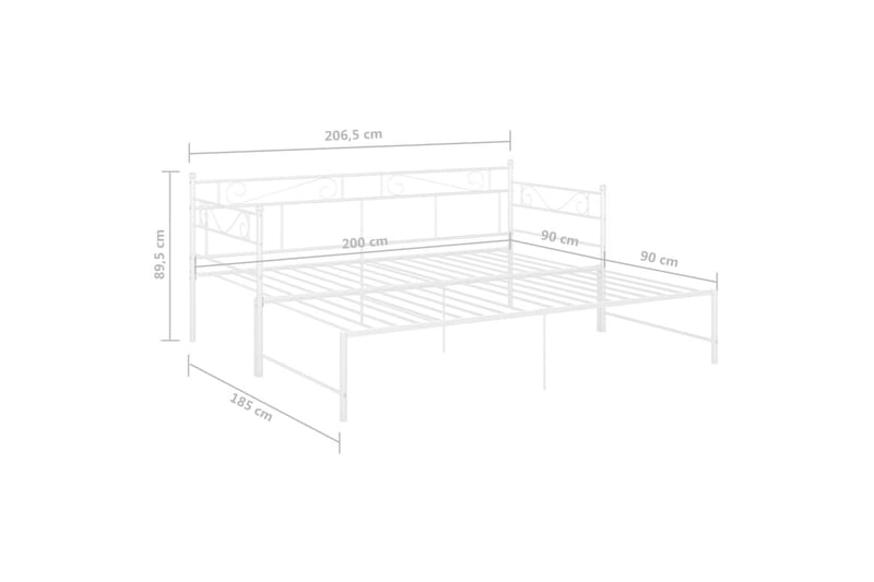 Uttrekkbar ramme til sovesofa hvit metall 90x200 cm - Hvit - Møbler - Senger - Sengeramme & sengestamme