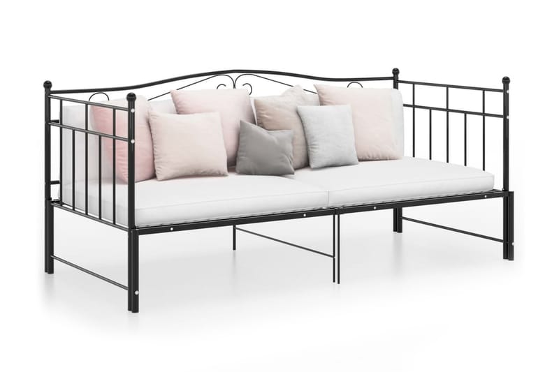 Uttrekkbar ramme til sovesofa svart metall 90x200 cm - Svart - Møbler - Senger - Sengeramme & sengestamme