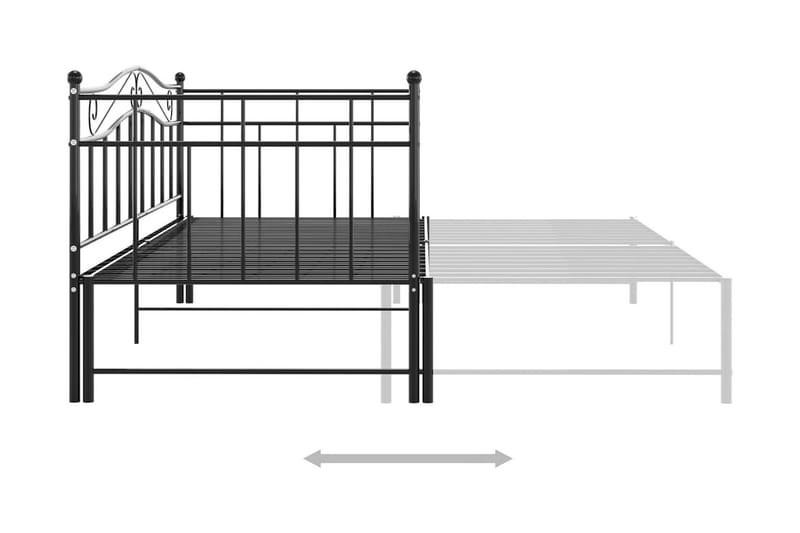 Uttrekkbar ramme til sovesofa svart metall 90x200 cm - Svart - Møbler - Senger - Sengeramme & sengestamme