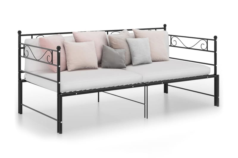 Uttrekkbar ramme til sovesofa svart metall 90x200 cm - Svart - Møbler - Senger - Sengeramme & sengestamme