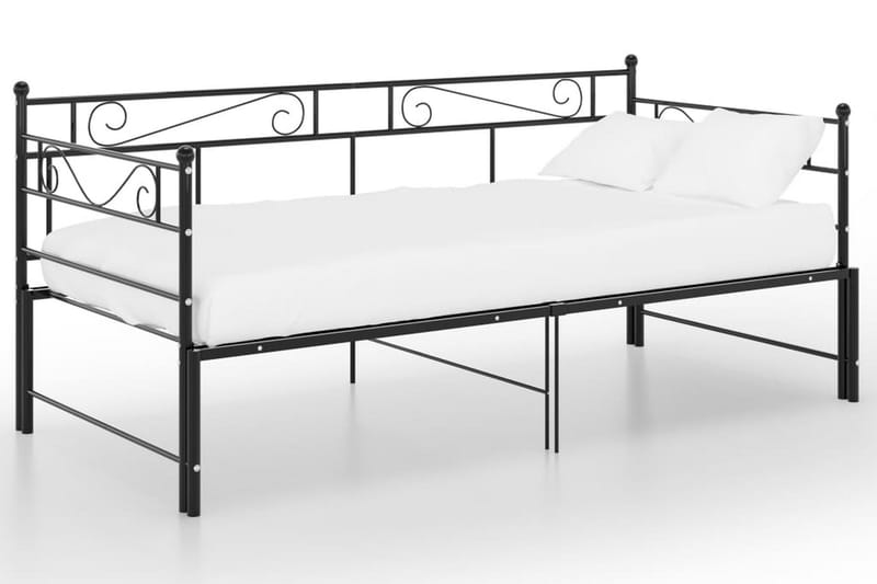 Uttrekkbar ramme til sovesofa svart metall 90x200 cm - Svart - Møbler - Senger - Sengeramme & sengestamme