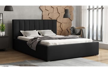 Valasco Sengeramme med Oppbevaring 120x200 cm i Stoff med Sengegavl - Sort - Møbler - Senger - Sengeramme & sengestamme