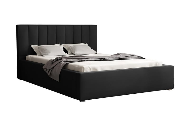 Valasco Sengeramme med Oppbevaring 120x200 cm i Stoff med Sengegavl, Svart