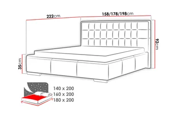 Vento Sengeramme med Oppbevaring 160x200 - Hvit - Møbler - Senger - Sengeramme & sengestamme