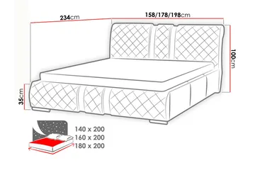 Veslbu Sengepakke 160x200 cm i Kunstlær med Oppbevaring og Sengegavl + Overmadrass - Hvit - Møbler - Senger - Sengeramme & sengestamme