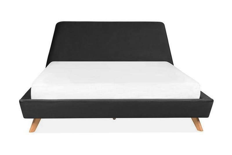 Vienne Sengeramme 180x200 cm i Stoff med Sengegavl og Trebein, Svart