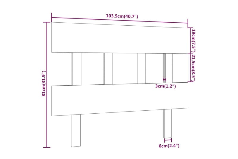 beBasic Sengegavl 103,5x3x81 cm heltre furu - Brun - Møbler - Senger - Sengetilbehør & sengegavl - Sengegavl