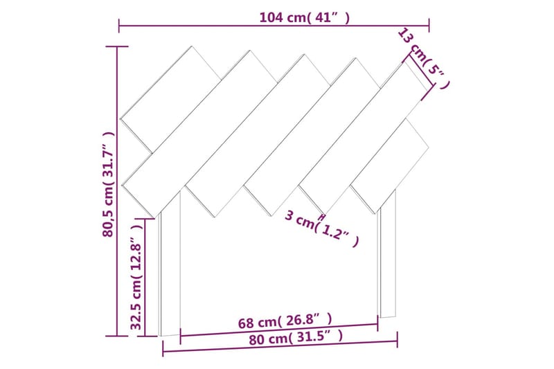 beBasic Sengegavl 104x3x80,5 cm heltre furu - Brun - Møbler - Senger - Sengetilbehør & sengegavl - Sengegavl
