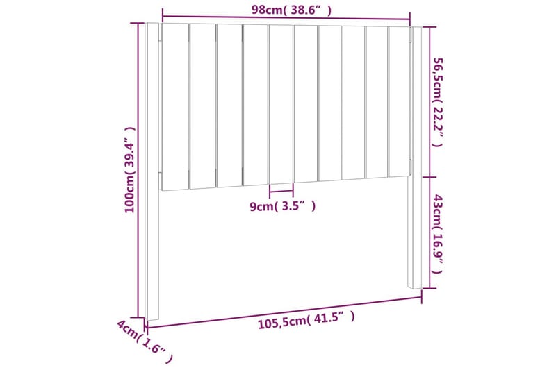 beBasic Sengegavl 105,5x4x100 cm heltre furu - Brun - Møbler - Senger - Sengetilbehør & sengegavl - Sengegavl