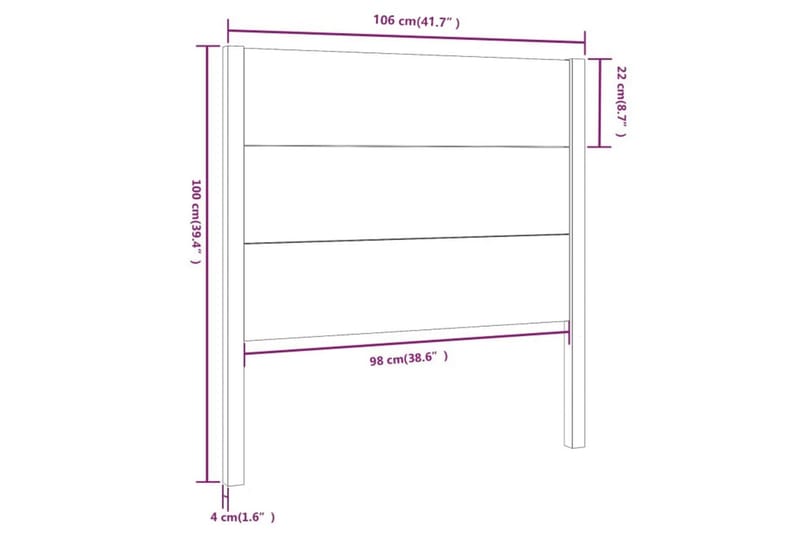 beBasic Sengegavl 106x4x100 cm heltre furu - Brun - Sengegavl