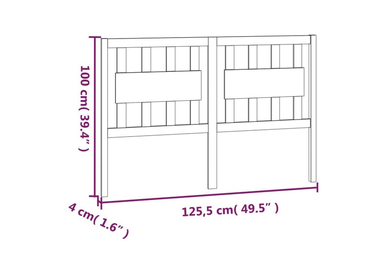 beBasic Sengegavl 125,5x4x100 cm heltre furu - Brun - Sengegavl