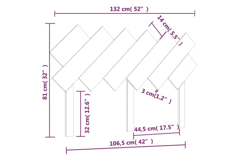 beBasic Sengegavl 132x3x81 cm heltre furu - Brun - Sengegavl