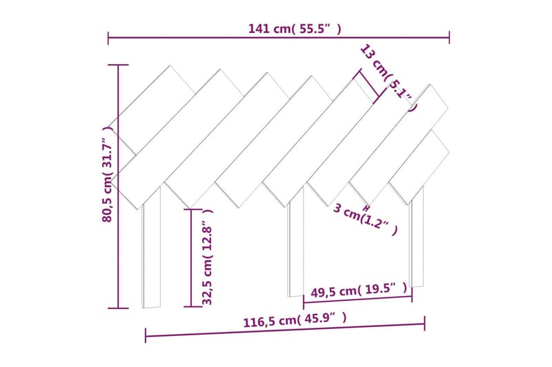 beBasic Sengegavl 141x3x80,5 cm heltre furu - Brun - Møbler - Senger - Sengetilbehør & sengegavl - Sengegavl
