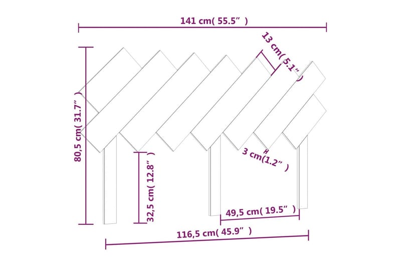 beBasic Sengegavl 141x3x80,5 cm heltre furu - Brun - Sengegavl